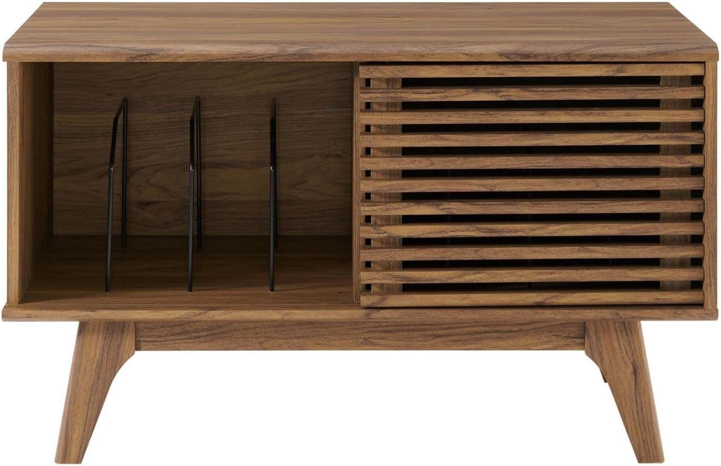 Render Mid-Century Modern 37" Vinyl Record Display Stand in Walnut, 37 Inch