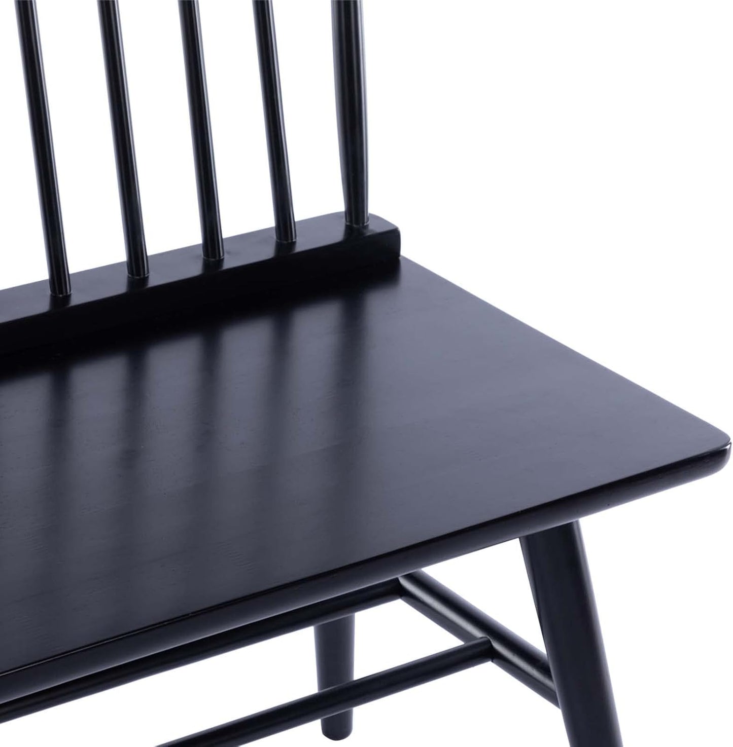 Entryway Bench, Black Dining Bench with Spindle Back Farmhouse Wood Windsor Bench for Foyer Balcony Living Room, Black