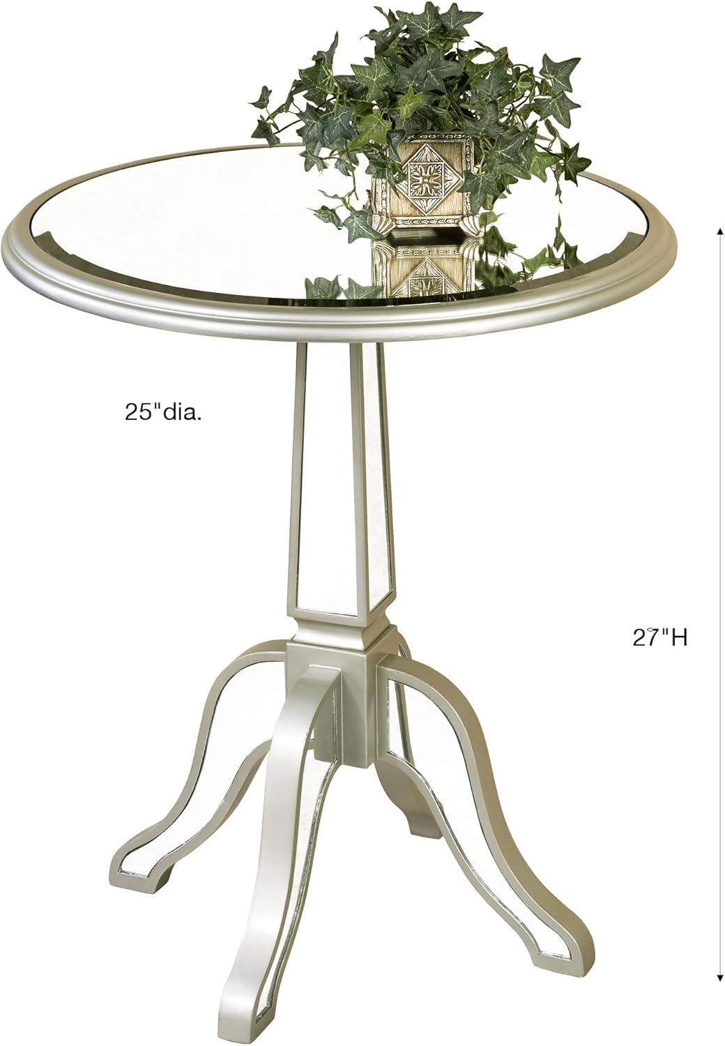 Bila Mirrored Pedestal Table Silver Gray