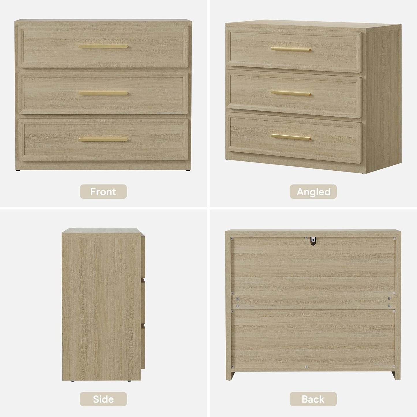 Night Stand Set 2 Oversized Extra Large Nightstands Set of 2 Tall Bedside Side Table with 3 Drawers Storage Modern End Tables Wide Night Stands for Bedroom Sofa Couch Home Office
