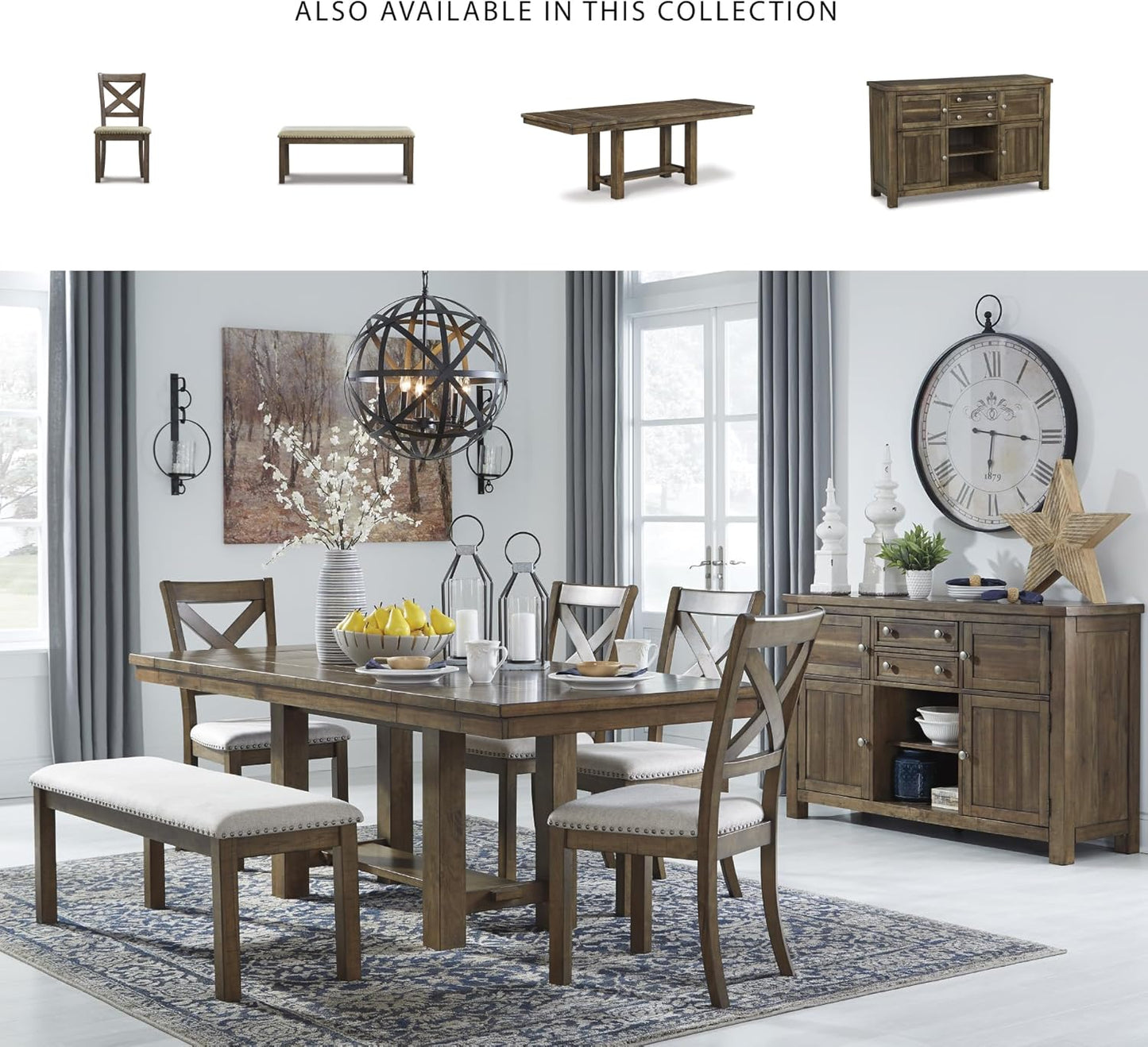 Moriville Farmhouse 36” X 30” Dining Extension Table, Seats up to 8, Brown