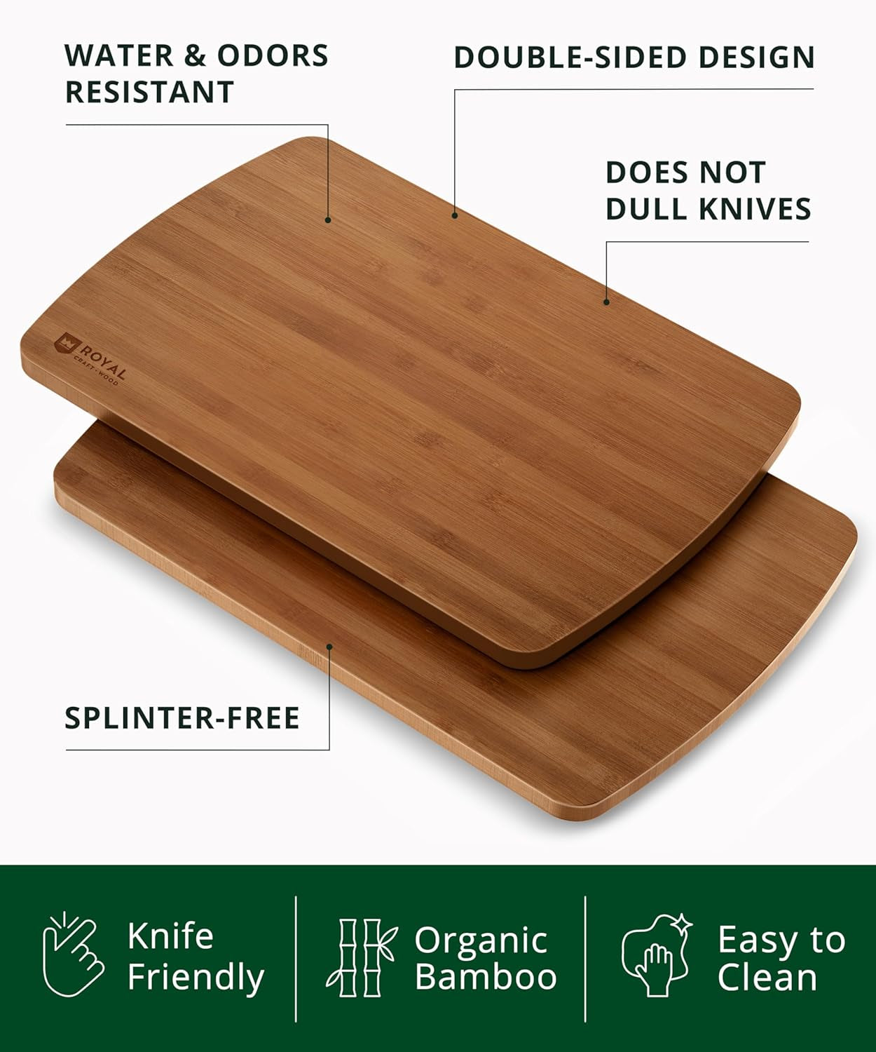 Wooden Cutting Boards for Kitchen Meal Prep & Serving - Bamboo Wood Serving Board Set with Deep Juice Groove Side Handles - Charcuterie & Chopping Butcher Block for Meat