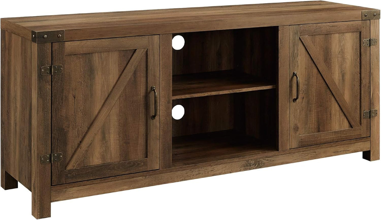 Georgetown Modern Farmhouse Double Barn Door TV Stand for Tvs up to 65 Inches, 58 Inch, Rustic Oak
