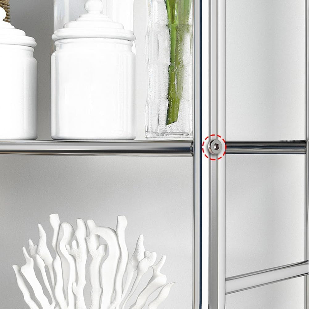 3-Tier over the Toilet Storage, Freestanding Metal Bathroom Shelves, above Toilet Storage Rack with Hooks and Paper Holder, Space-Saving, for Bathroom Restroom Laundry, Stainless Steel