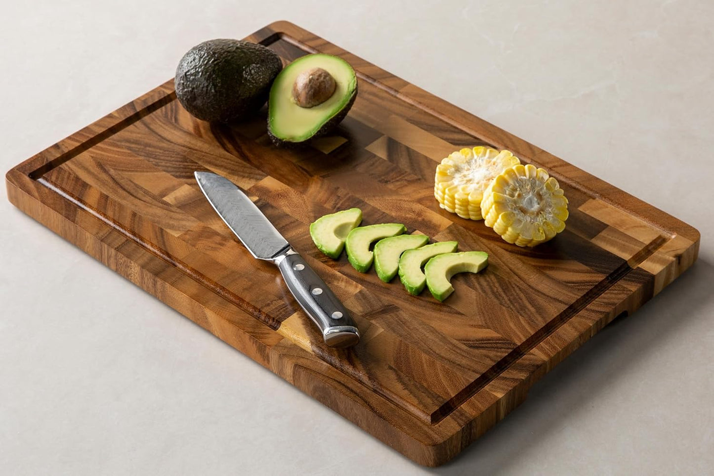 Walnut Wood Cutting Board for Kitchen, End Grain Chopping Board with Juice Groove, Heavy Duty Checkered Board for Cheese and Vegetables, Non-Slip Feet 16.5" X 11.6" X 0.8"