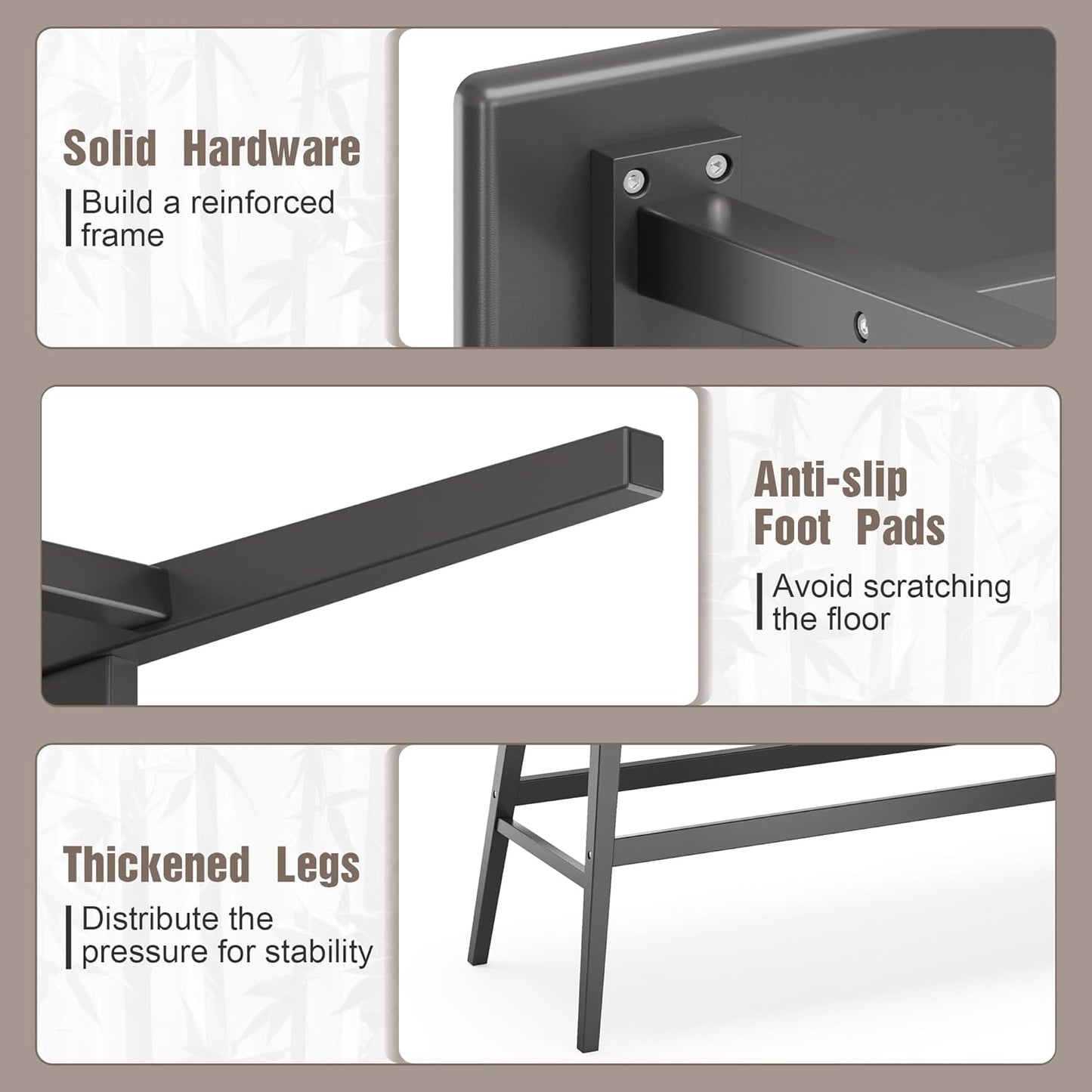 Bamboo Dining Bench, Black Entryway Bench with Spindle Back Farmhouse Wood Windsor for Foyer Balcony Living Room (Nature) (Black)