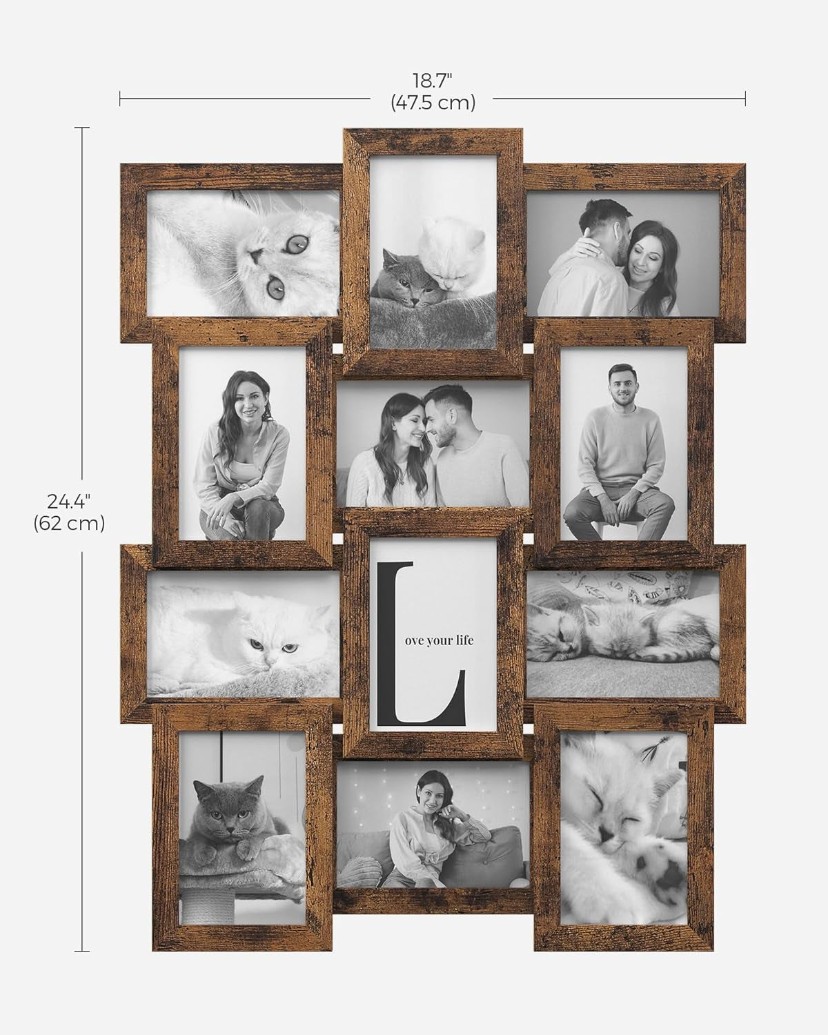 Set of twelve rustic brown collage picture frames, view 8
