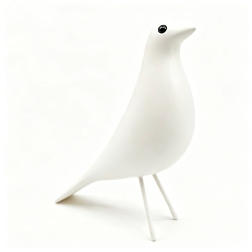 Minimalist Bird Figurine for Home Decor - Modern Decorative Sculpture for Office Desk, Bookshelf, Living Room, Mantel, Entryway, Elegant Art Ornament (White)