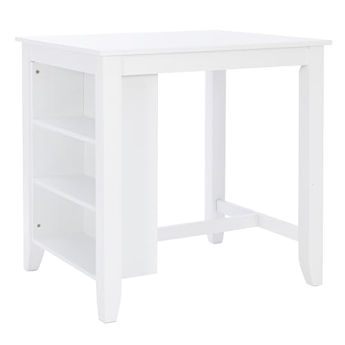 Powell Conolly White Counter Height Space Saving Dining Table with Storage Shelves
