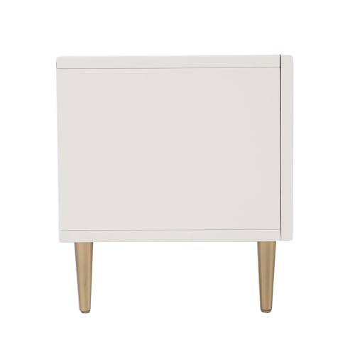 Pilston 4-Door Media Console - Transitional Design, White Iron and Wood - Ideal for Living Room, Family Room (MS1135656)
