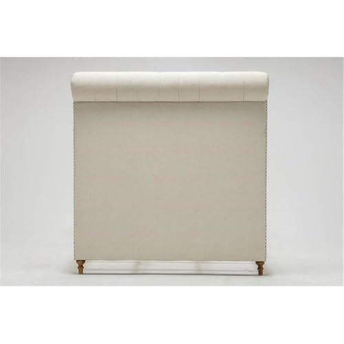 Eden Home Mid-Century Upholstered Tufted Full Bed Frame, Fabric Material, Cream Finish, Tall Button Tufted Headboard, Slats Included, 66.3" H x 59.6" W x 95.3" D, Elegant Bedroom Furniture