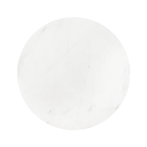 Zia Modern Marble Round Drink Table; 9 x 9 x 23; White and Gray Gunmetal; Decorative Pedestal Table for Living Room Display and Storage