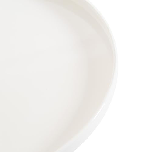 Tira Scandinavian Round Side Table, 14 x 24, White and Natural Wood, Modern Circle End Table for Use as Bedroom Nightstand or Living Room Pedestal Table