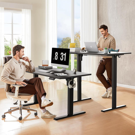 48X24 Inches Whole Piece Electric Standing Desk, Seamless One Piece Height Adjustable Sit to Stand up Desk for Home Office, Ergonomic Computer Workstation, Black
