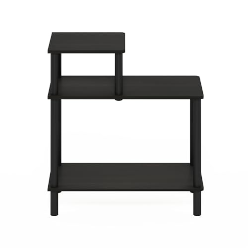 Turn-N-Tube Side Table, 3-Tier Rectangle Sofa End Table with Open Shelf, Toolless Assembly Night Stand, Bedside Table, for Living Room, Bedroom, Espresso