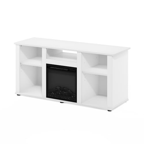 Jensen Fireplace TV Stand for TV up to 55 Inch, White Entertainment Center, view 8