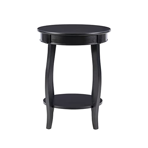Powell Furniture Round Table with Shelf, Black