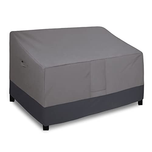 Heavy Duty 2 Seater Outdoor Loveseat Cover, Waterproof Windproof Patio Furniture Sofa Cover with Air Vent (58Wx32.5Dx31H inch, Gray/Dark Gray)