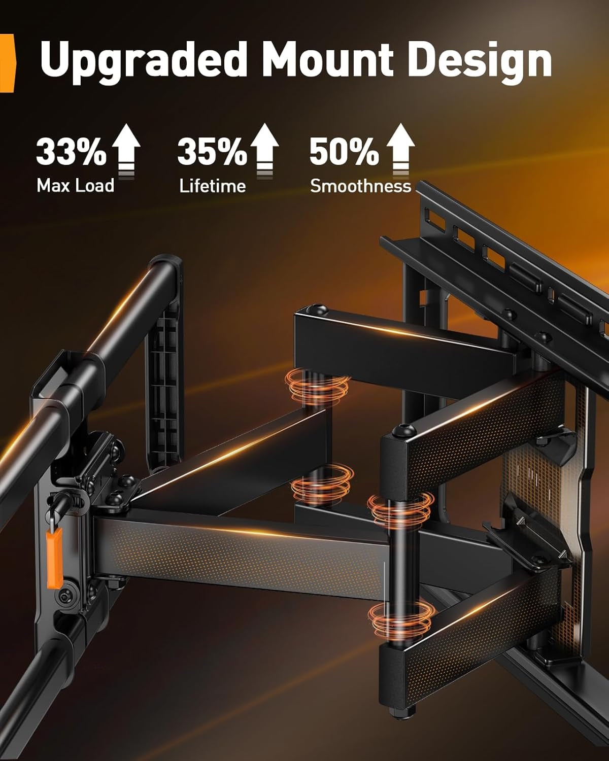 Ul-Listed Full Motion TV Wall Mount for 40–86 Inch Flat Curved Tvs up to 132 Lbs, 12″/16″ Wood Studs, TV Mount Bracket with Tool-Free Tilt, Swivel, Extension, Max VESA 600 X 400Mm, PGLF15