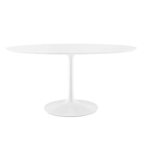 Lippa Oval Dining Table Solid Wood White Finish Modern Kitchen Room Entertaining Home Furniture Quality Stylish Elegant Durable Refined Versatile Contemporary