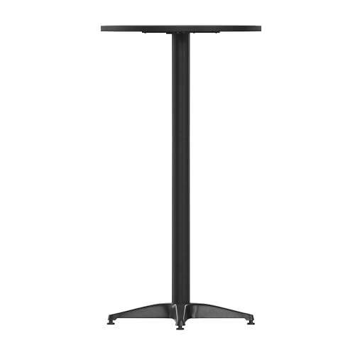 Mellie 23.25" Round Aluminum Indoor-Outdoor Bar Height Table with Flip-Up Table, Black