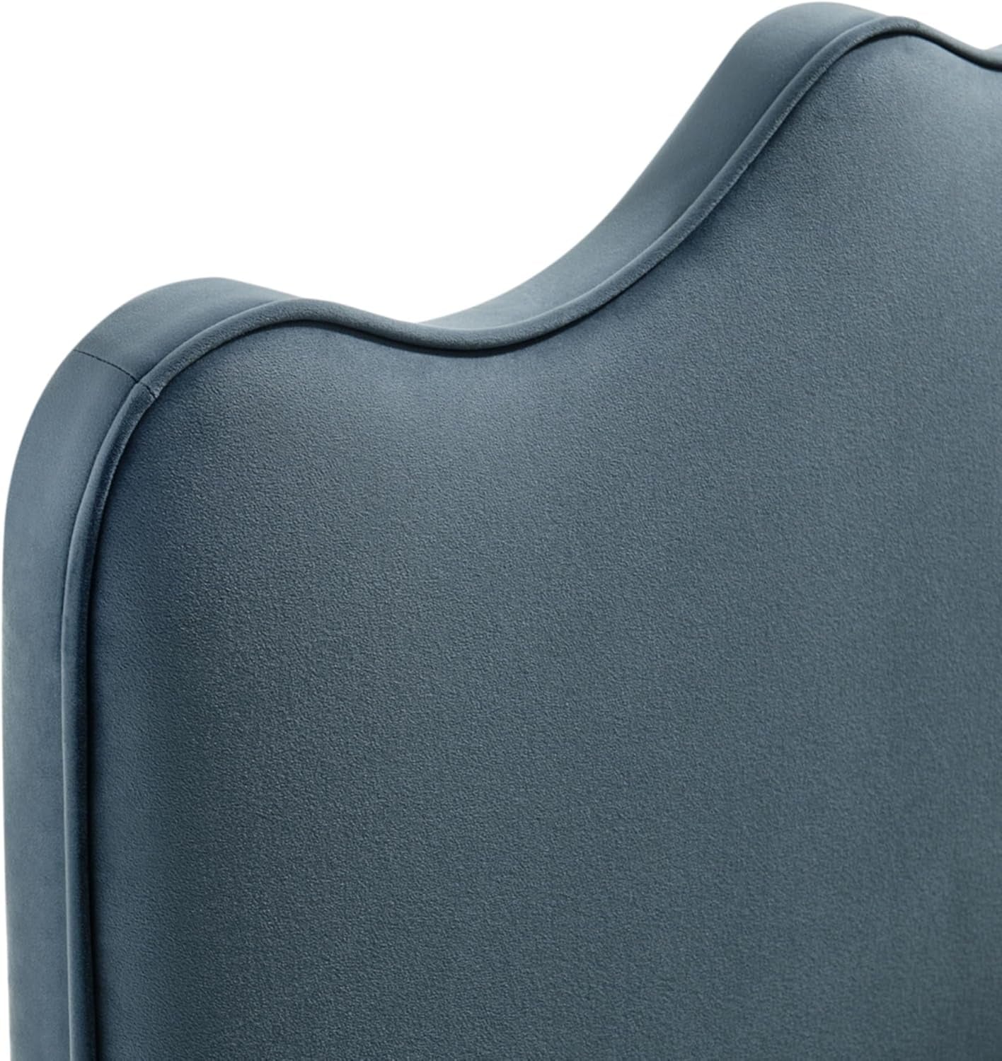 Monday Athena King Size Performance Velvet Adjustable Headboard in Cadet Blue - with Scalloped Wave Design and Stain-Resistant Velvet Upholstery