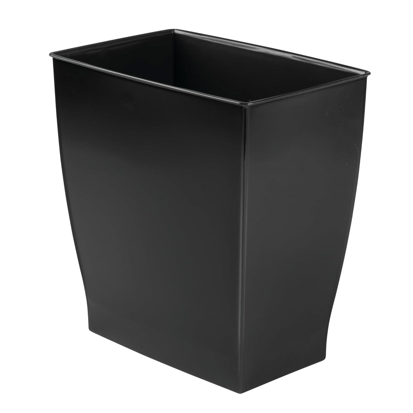 Idesign Small Plastic Bathroom Trash Can, Slim Rectangle Garbage Bin for Bedroom, Office, Dorm, Black
