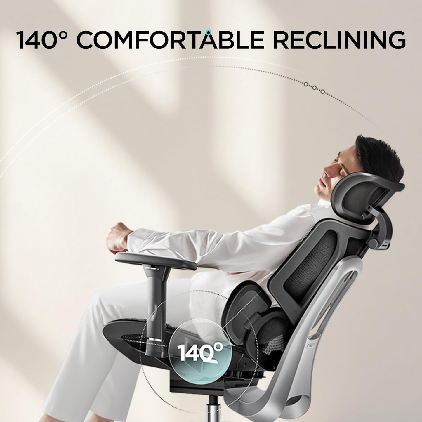 E3 Air Ergonomic Office Chair, Big and Tall Office Chair - with 3-Zone Dynamic Lumbar Support, 3D Adjustable Headrest, 3D Adjustable Armrests, Swivel, Black(No Footrest)