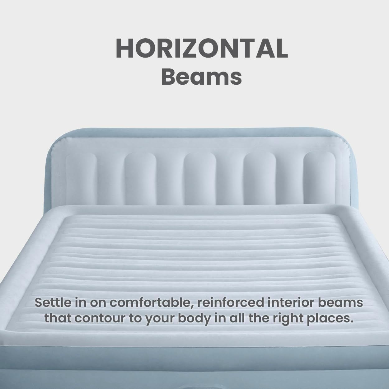 64449ED Dura-Beam Deluxe Plush Air Mattress with Headboard: Fiber-Tech - Queen Size - Built-In Electric Pump - 18In Bed Height - 600Lb Weight Capacity