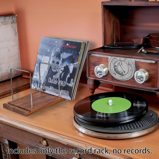 Vinyl Record Storage Holder, Solid Wood Record Stand for Albums, 50-75 LP Vinyl Rack, Built-In Now Playing, for Albums Rack Organizer Record Display