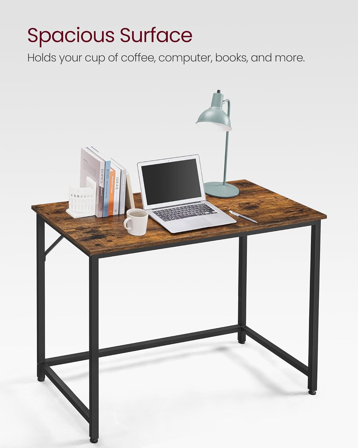Computer Desk, Gaming Desk, Home Office Desk, for Small Spaces, 19.7 X 39.4 X 29.9 Inches, Industrial Style, Metal Frame, Rustic Brown and Black ULWD41X