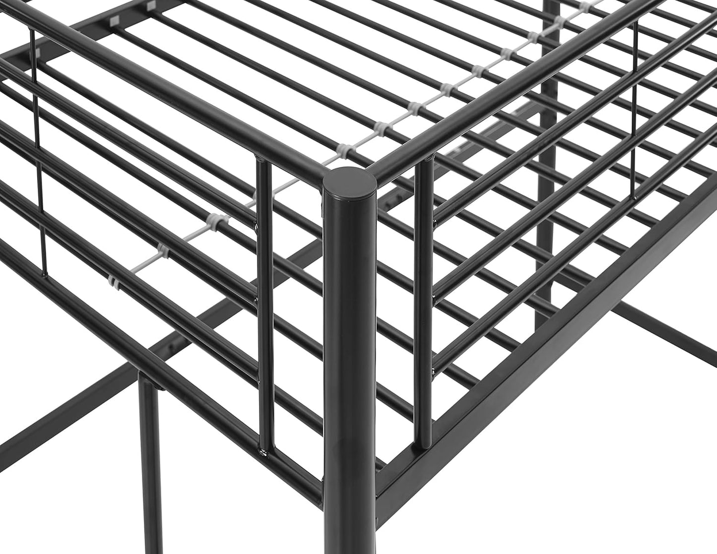 Timothee Urban Industrial Metal Twin over Loft Bunk Bed, Twin Size, Black