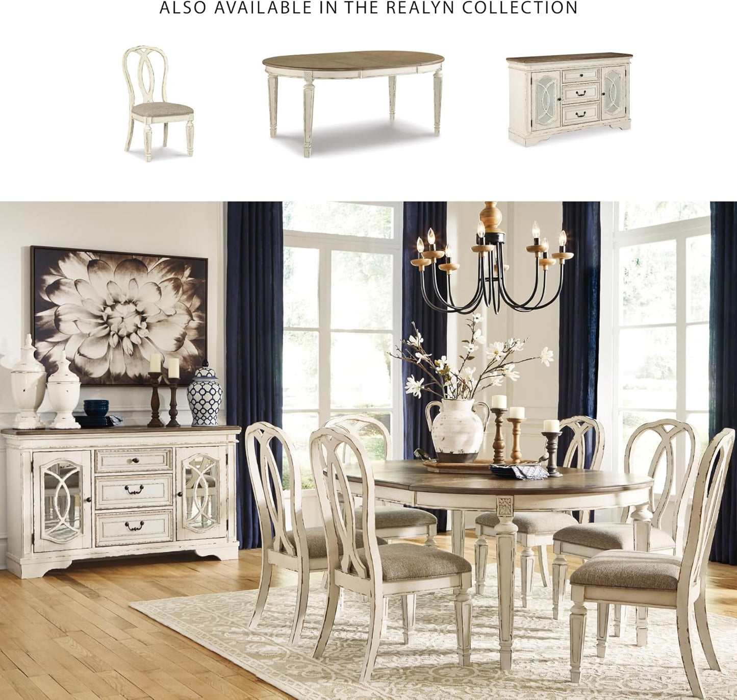 Realyn Dining Room Table, 0, Chipped White