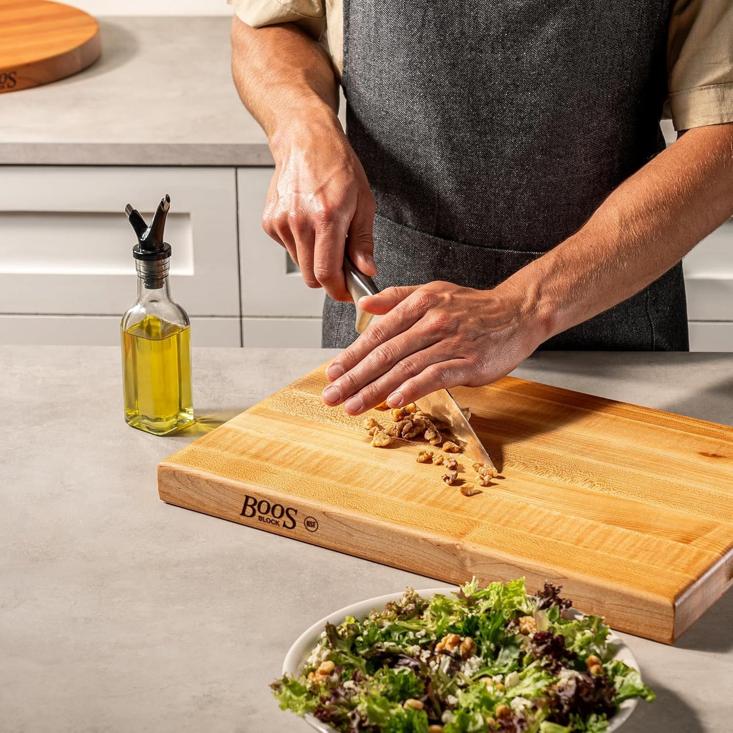 R-Board Series Rectangular Wooden Maple Cutting Board 18”X12” – 1.5” Thick, 10-Lb Reversible Butcher Block with Edge-Grain & Finger Grips – Made in the USA