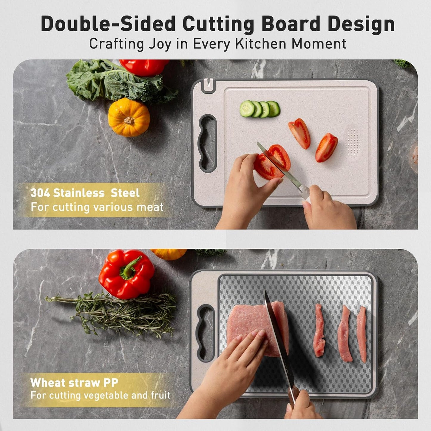 Stainless Steel Cutting Board with Handle Non-Toxic Chopping Large Big Small Metal Carving Kitchen Meat Butcher Block Not Titanium Wood Bamboo Glass Marble Stone Rubber Plastic Sink