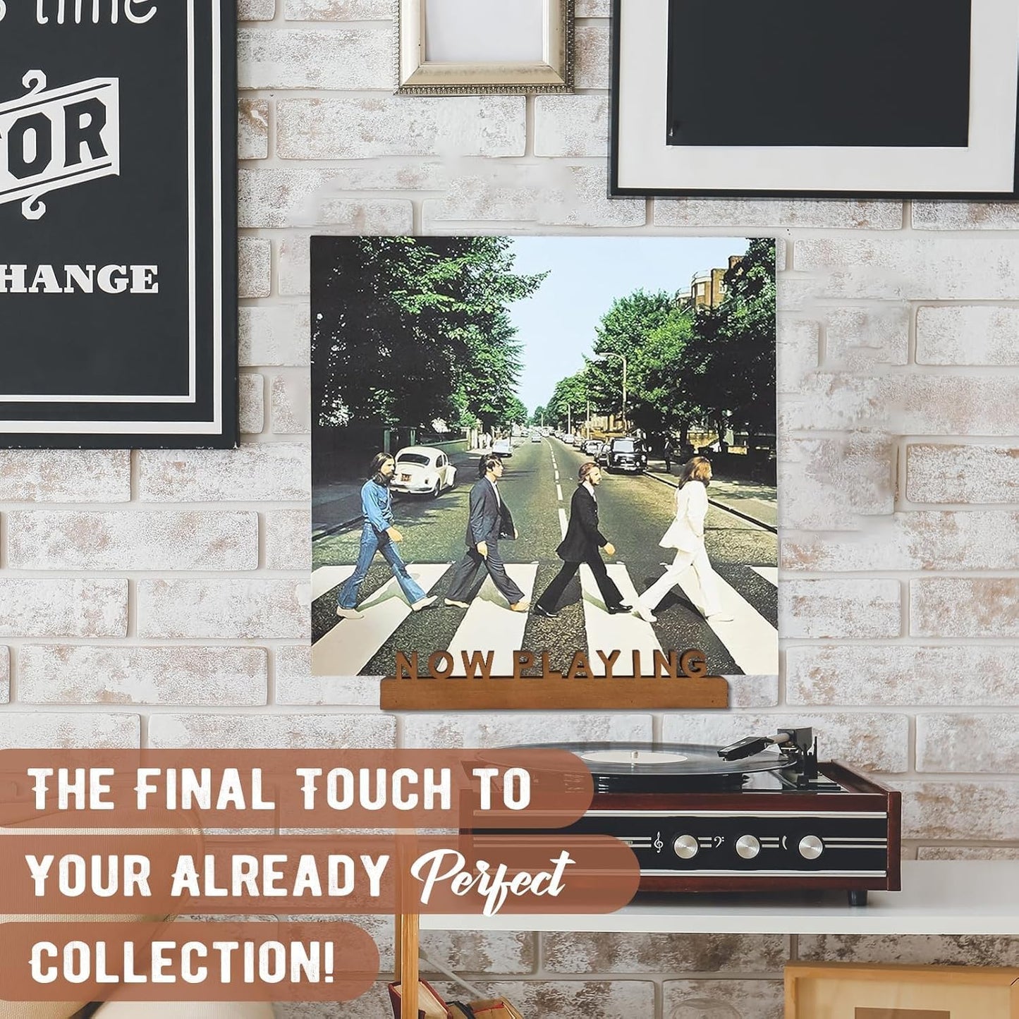 Now Playing Vinyl Record Stand 12” Vinyl Record Wall Mount Pinewood Vinyl Record Holder Wall Mount with 2 Mounting Options Shelf Walnut Stain Finis Display
