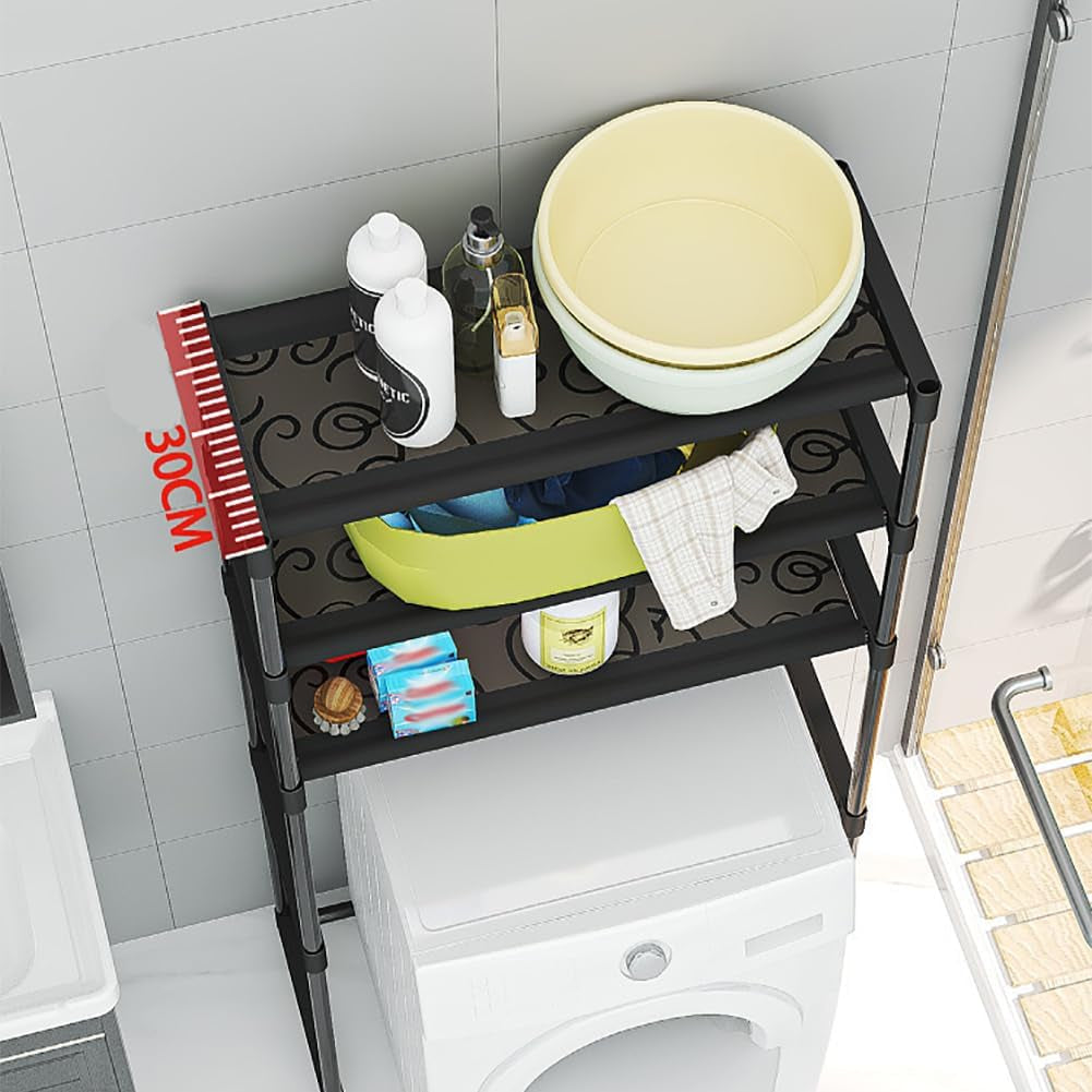3-Tier over the Toilet Storage, Freestanding Bathroom Shelves, Metal Bathroom Shelves, Space Saver over the Toilet Storage for Laundry, Balcony, Easy Assembly, Black