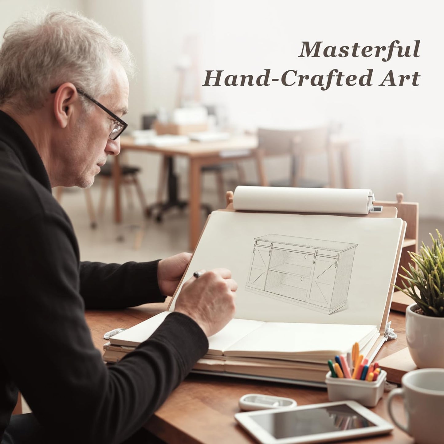 TV Stand with 4 Drawers for 65 Inch TV, Entertainment Center with Storage Cabinets and Sliding Barn Doors, Mid Century Modern Media TV Console Table for Living Room Bedroom (Bright White)