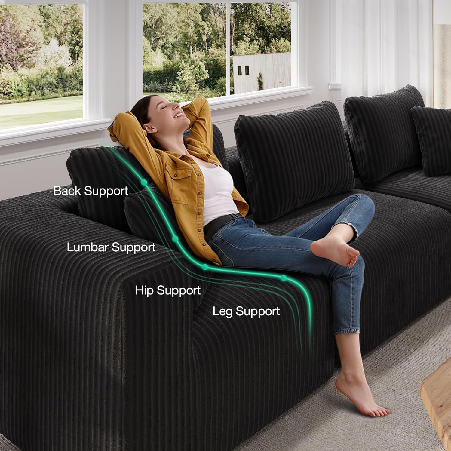 106" Modular Sectional Sofa, Modern Cloud Sectional Couch with Smarts Coil™ Support, L-Shape Boneless Couch for Living Room Apartments Bedroom, No Assembly Required (3 Seater + 1 Ottoman)