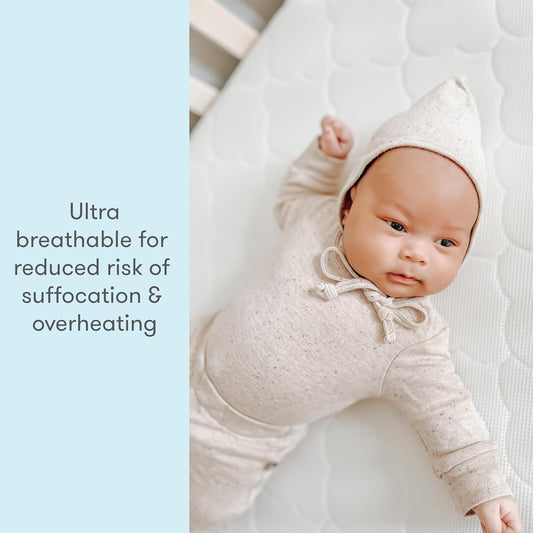 Crib Mattress and Toddler Bed - Ultra-Breathable Proven to Reduce Suffocation Risk, Washable Core & Cover, All-Stages, Infant to Toddler, Deluxe 5.5" Thick - White