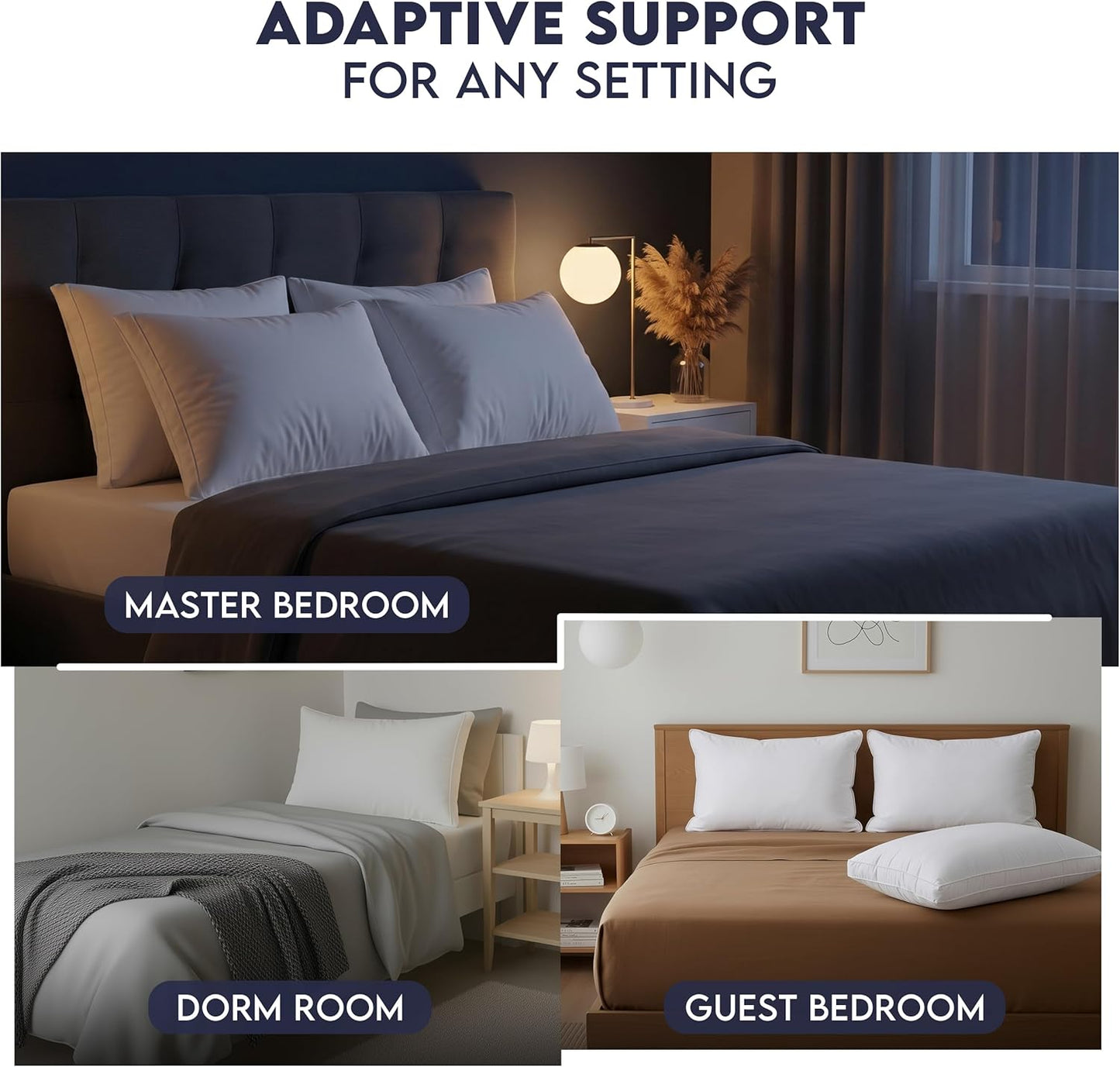 Bed Pillows for Sleeping King Size (White), Set of 2, Soft & Fluffy Pillow with down Alternative Filling, Cooling, Hotel Quality, Gusseted Pillow for Back, Stomach or Side Sleepers