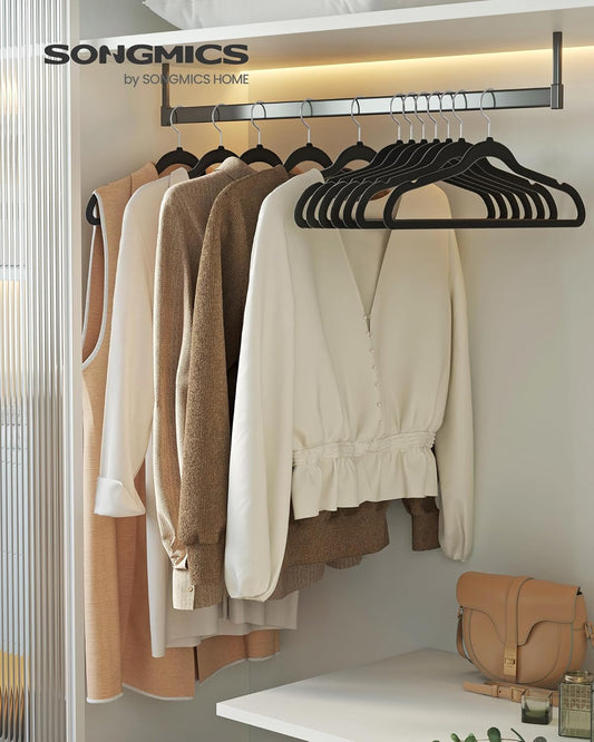 Velvet Hangers 150 Pack, Non-Slip Clothes Hangers with Silver-Colored Swivel Hooks, Slim Space-Saving for Closet, Heavy-Duty, Black UCRF046BZ03S