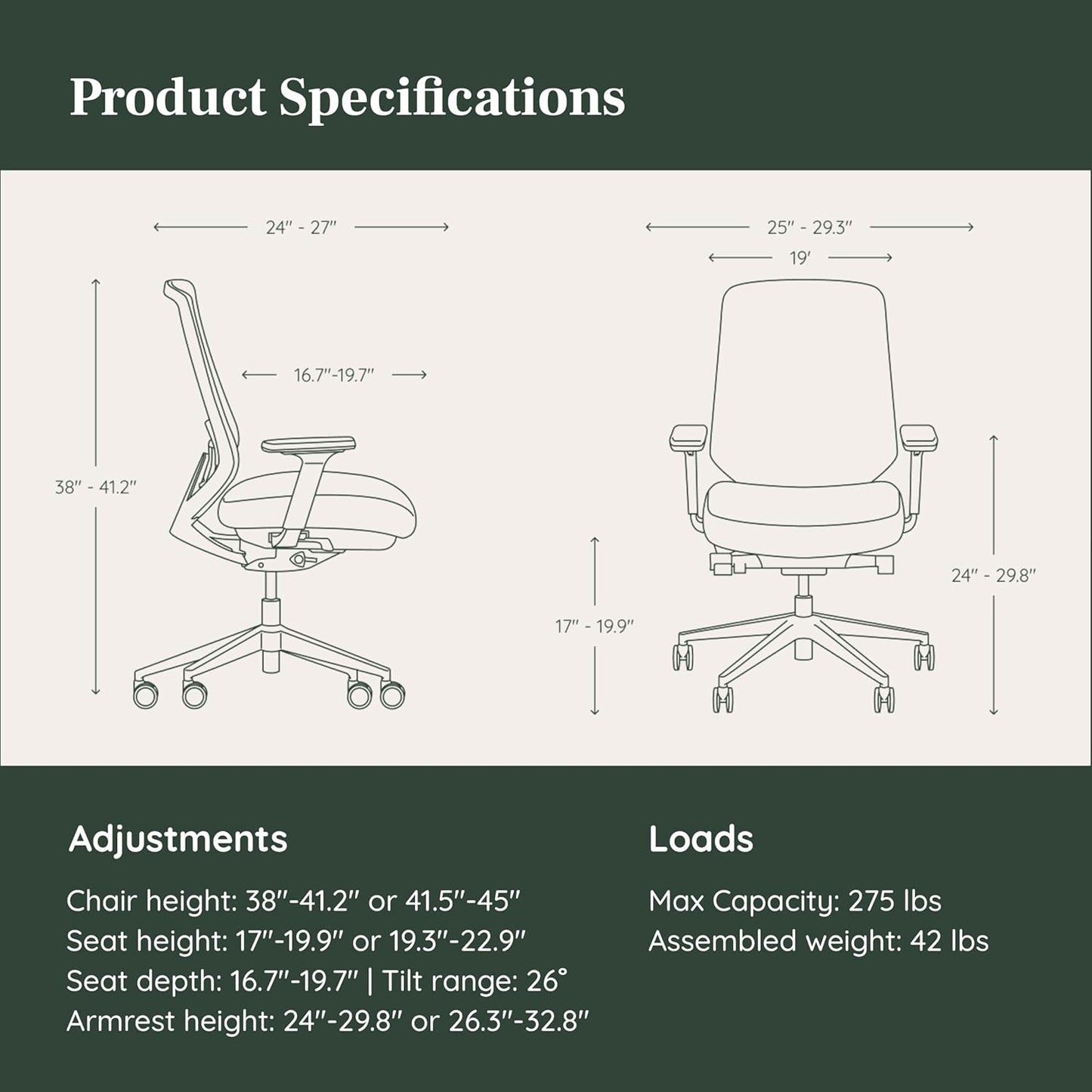 Ergonomic Chair Pro - Mesh Office Chair with 14 Points of Adjustment - Height, Depth & Tilt Adjustable - 5D Armrests - Forward Tilt, Smooth Recline, and Lumbar Support - Black