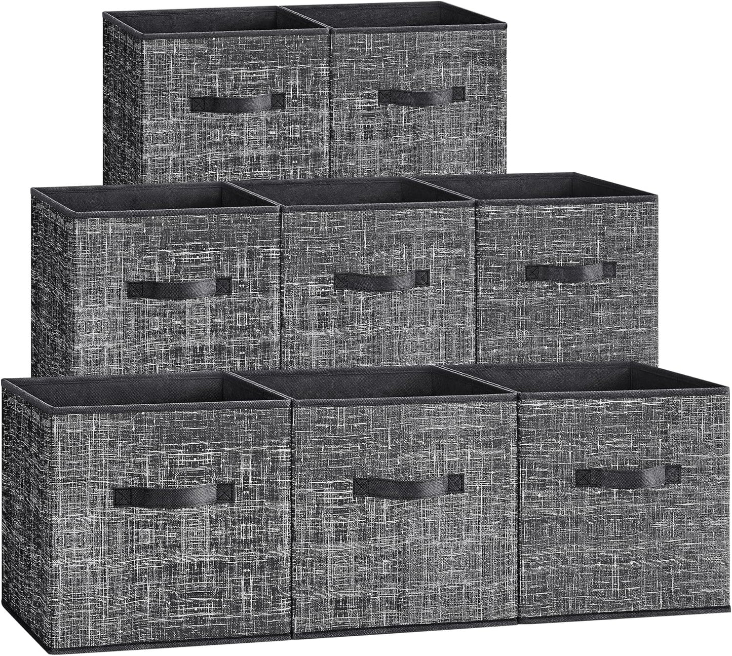 Storage Cubes, 13-Inch Non-Woven Fabric Bins with Double Handles, Set of 8, Closet Organizers for Shelves, Foldable, for Clothes, Cattail Gray UROB833G01