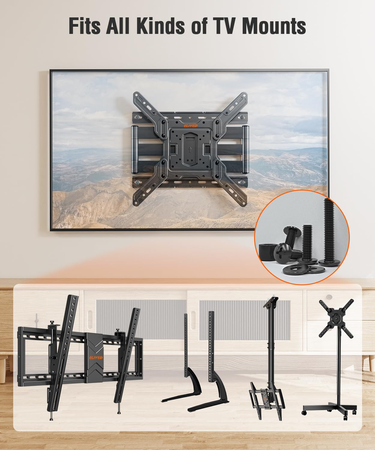 Universal TV Mounting Hardware Kit with Box, M4 M6 M8 Screws and Washers Spacers, Replacement Screws Set for Most Flat Curved TV Monitors, YD9041