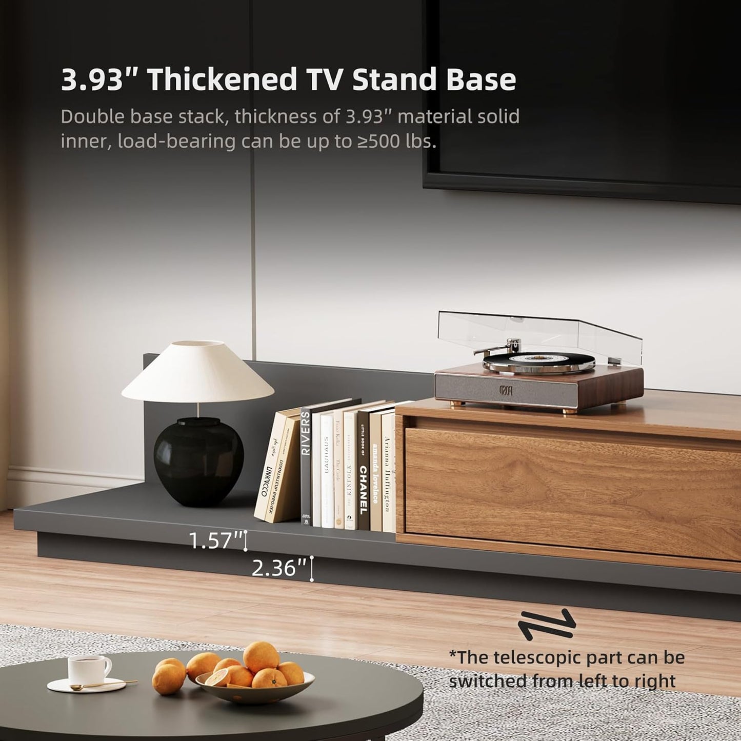 Adjustable TV Stand with 3 Drawers - Mid-Century Modern Extendable Entertainment Center for Living Room or Bedroom(78.7–130"), Stylish Walnut Media Console