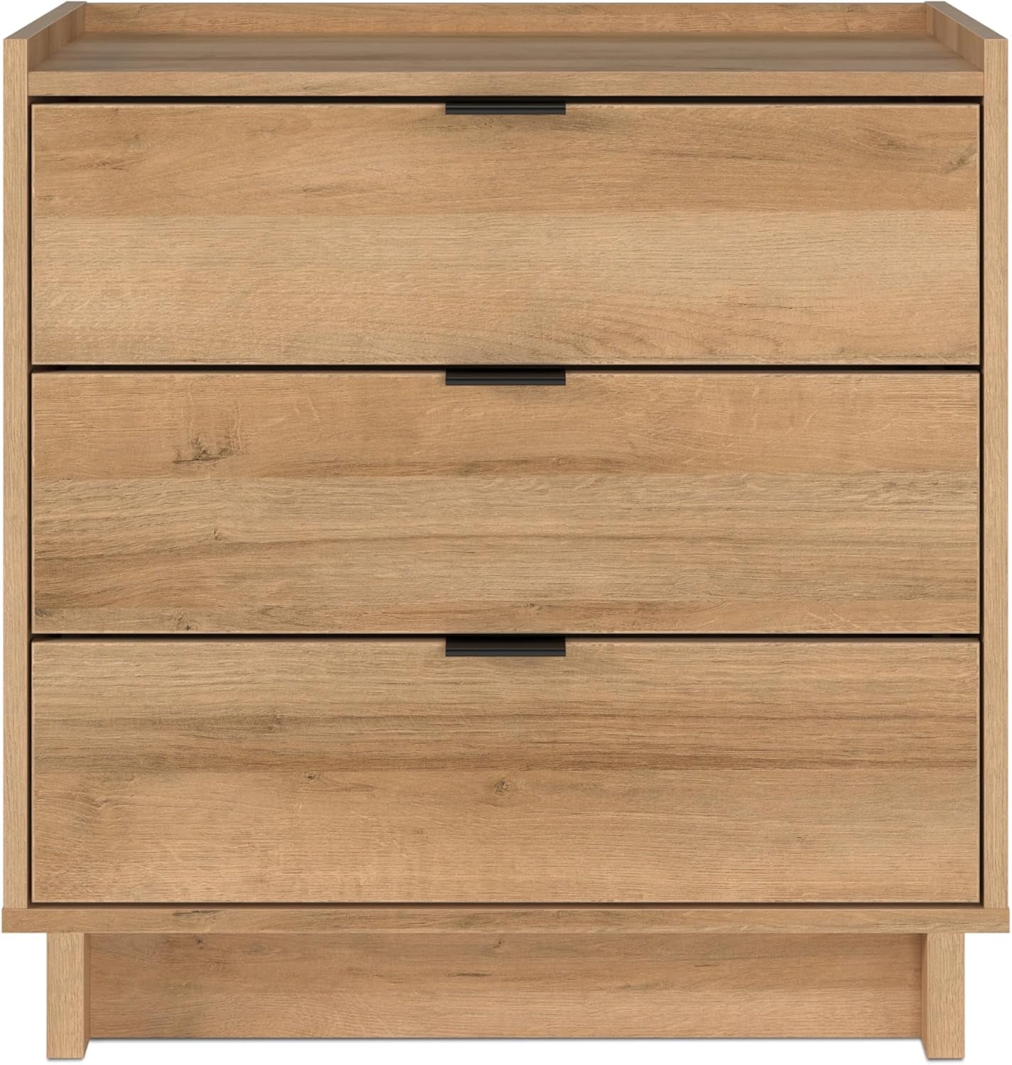 Simply Modern Nightstand Bedside Table, Natural Oak Nightstand for Bedroom, End Table with 3 Drawers 26.5" W X 26.75" H X 16" D