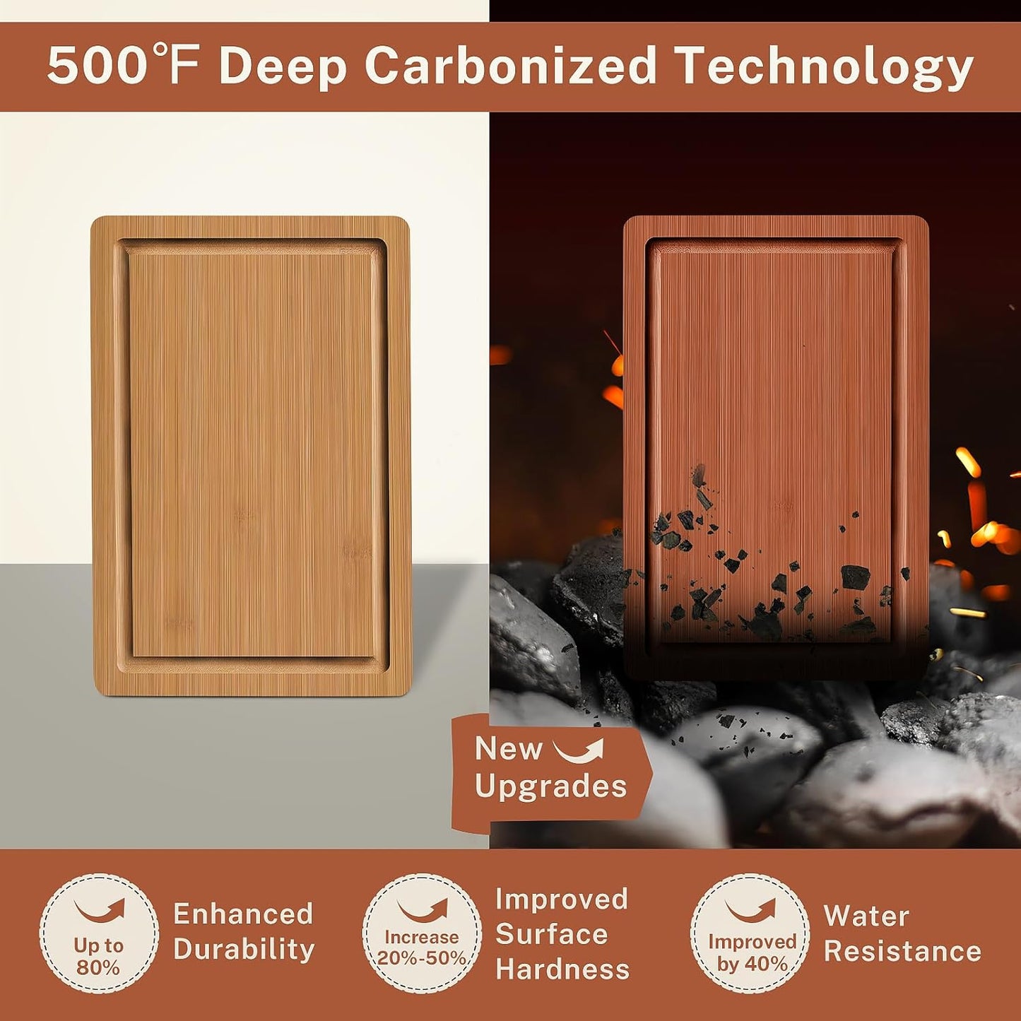 Bamboo Cutting Board Set of 3, Wood Cutting Boards for Kitchen with Juice Grooves, Durable Chopping Board for Meat, Vegetables & Meal Prep
