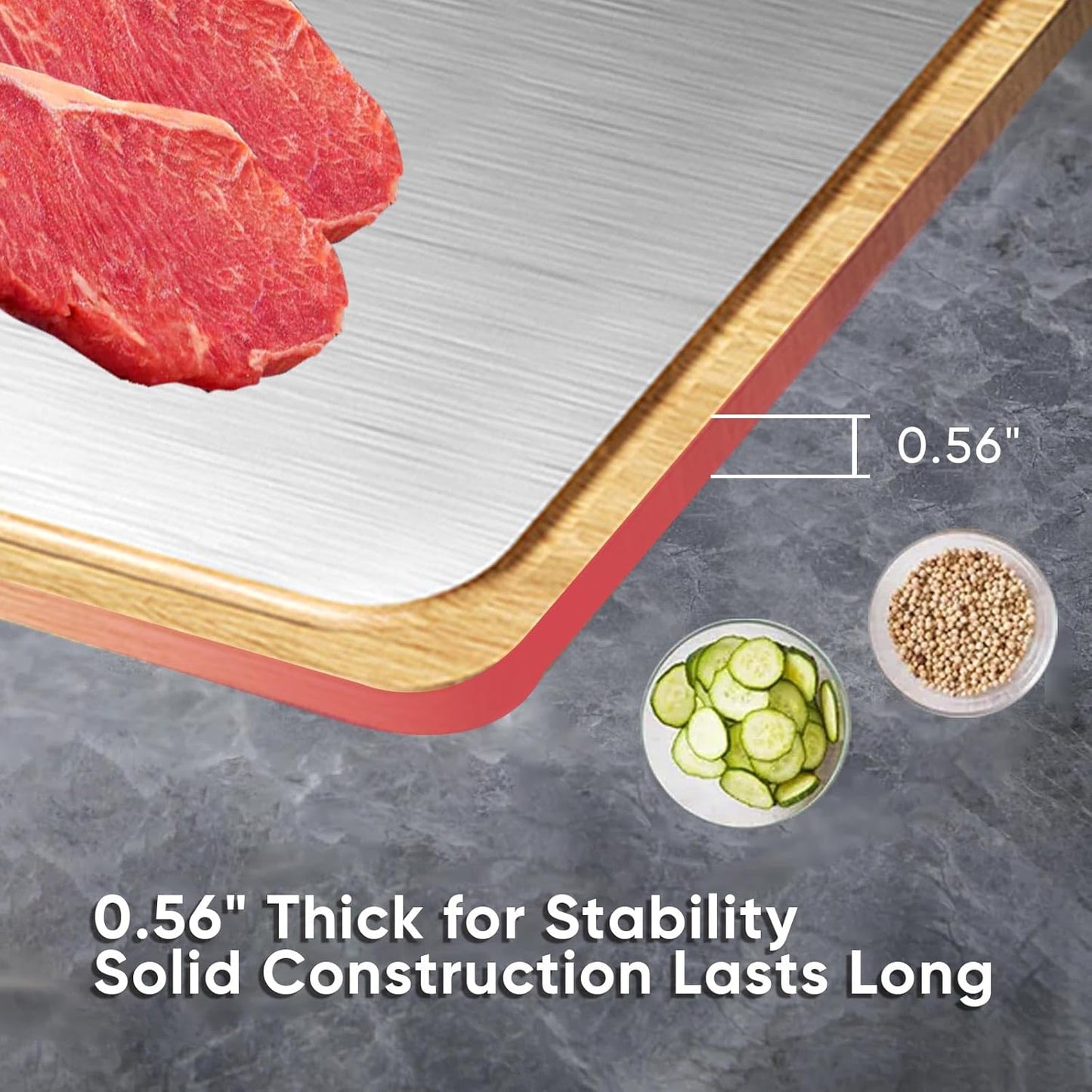 Titanium Cutting Board, Double Sided Titanium/Bamboo Wood Large Chopping Boards with Juice Groove Cutting Pads for Meat, Vegetables and Fruits
