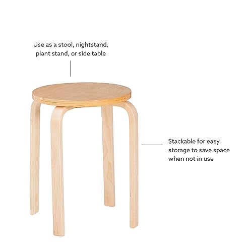 Jenna Natural Round 17" Stacking Stool Set of 4 (1771NAT-04-AS-U)